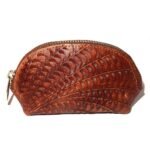 Brown Coin Purse in Half Round Shape