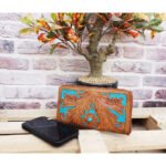 Leather Tooled Purse Turquoise