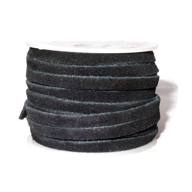 4mm Suede Flat Leather Cord, Black