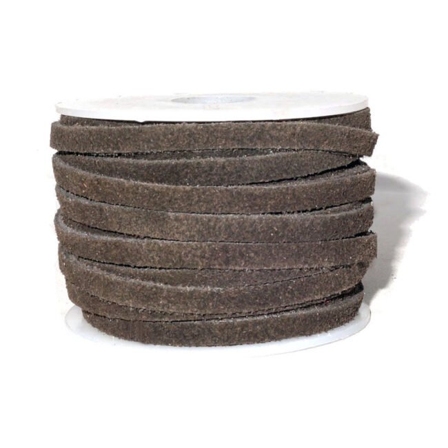 4mm Suede Flat Leather Cord, Dark Brown