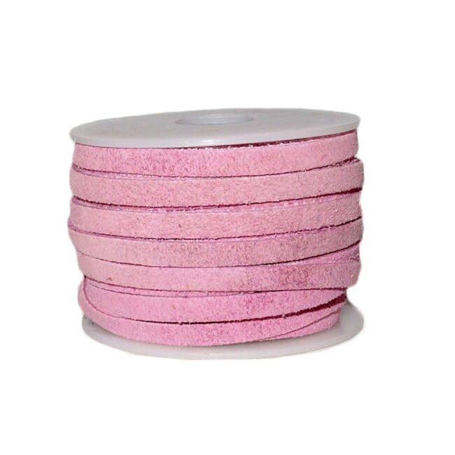 4mm Suede Flat Leather Cord, Pink