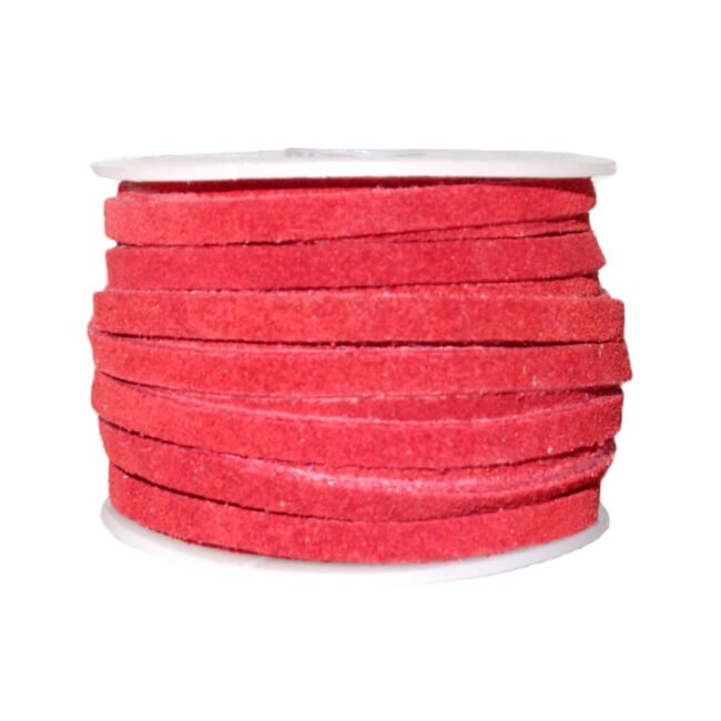 4mm Suede Flat Leather Cord, Red