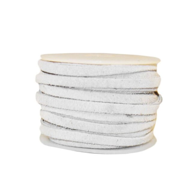 4mm Suede Flat Leather Cord, White
