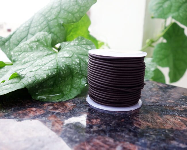 Round Leather Cords, Dark Brown Matte