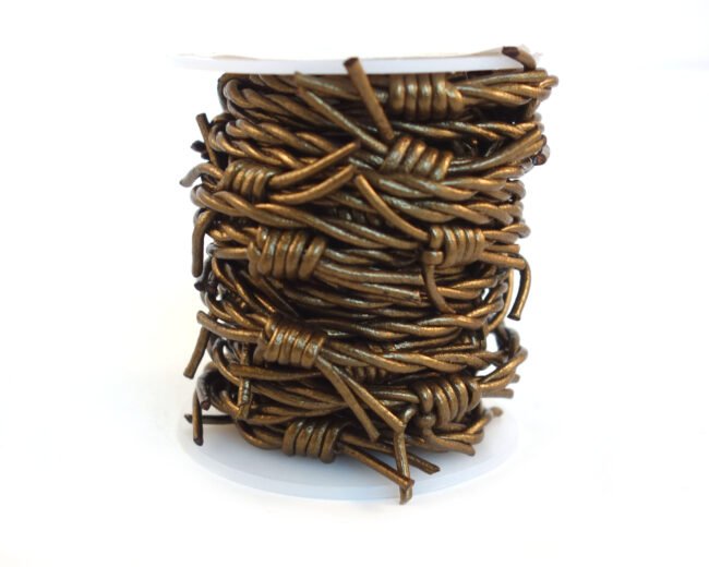 1.5mm Leather Barbed Wire Cords, Metallic Bronze