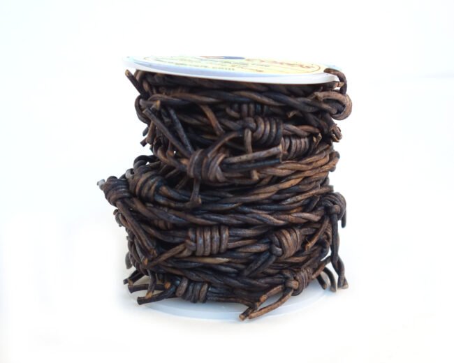 1.5mm Leather Barbed Wire Cords, Distressed Grey
