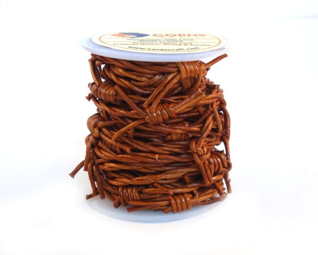 1.5mm Leather Barbed Wire Cords, Distressed Medium Brown