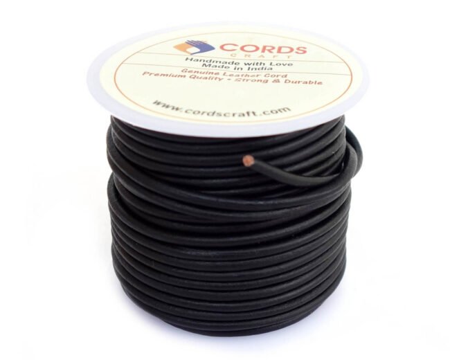 Round Leather Cords, Matte Black