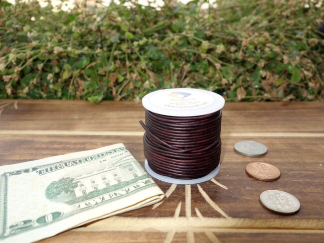 Round Leather Cords, Dark Brown Distress