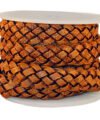 12mm Flat Braided Leather Cord, Vintage Brown