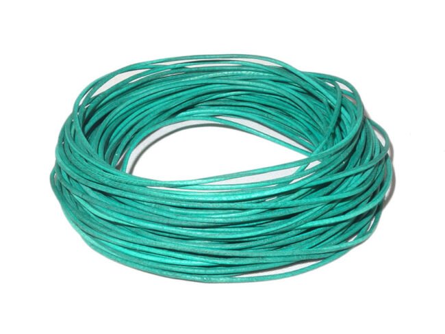 Round Leather Cords, Vintage, 1mm, 1.5mm, 2mm, 3mm in 10 Meters - Vintage Green, 1.5mm