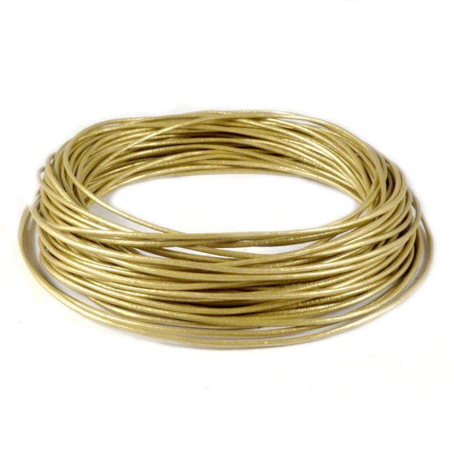 Round Leather Cords, Metallic, 1mm, 1.5mm, 2mm, 3mm in 10 Meters - Metallic Golden, 1mm