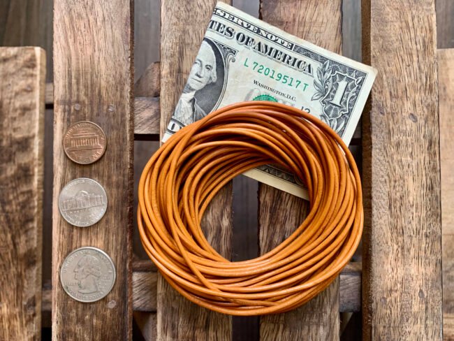 Round Leather Cords, Mustard