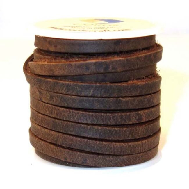 3mm Flat Latigo Leather Cord, Dark Brown