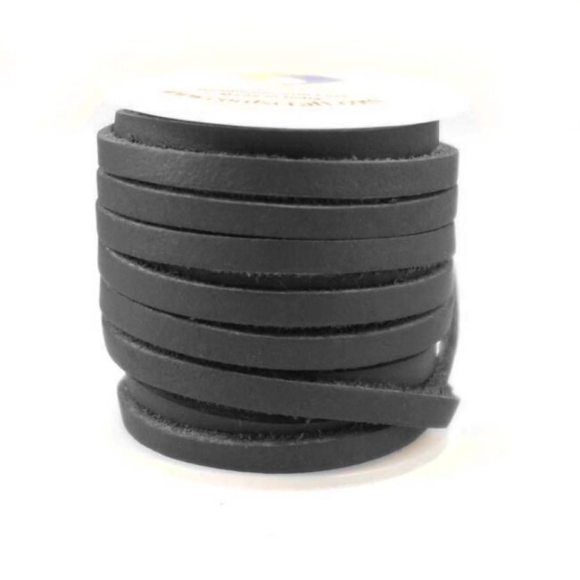 3mm Flat Latigo Leather Cord, Black