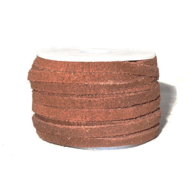 4mm Suede Flat Leather Cord, Red Brown
