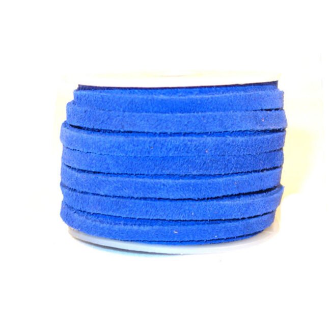 4mm Suede Flat Leather Cord, Royal Blue