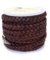 5mm Flat Braided Leather Cord, Dark Brown Vintage