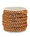 5mm Flat Braided Leather Cord, Tan Vintage