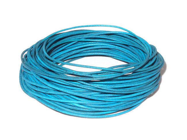 Round Leather Cords, Vintage, 1mm, 1.5mm, 2mm, 3mm in 10 Meters - Vintage Turquoise, 1.5mm