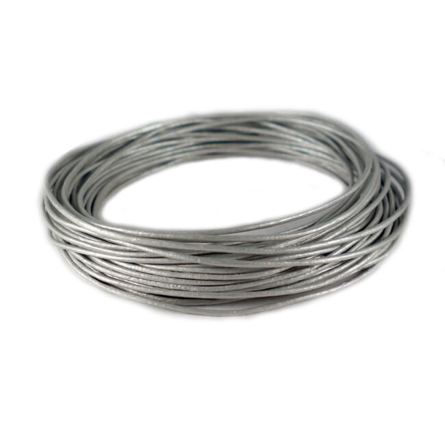 Round Leather Cords, Metallic, 1mm, 1.5mm, 2mm, 3mm in 10 Meters - Metallic Grey, 1mm