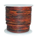 3mm Round Leather Cords, Antique Brown