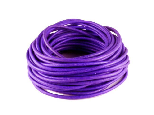 Round Leather Cords, Vintage, 1mm, 1.5mm, 2mm, 3mm in 10 Meters - Vintage Violet, 3mm