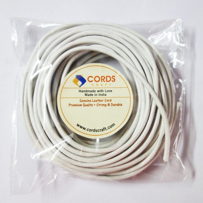 Round Leather Cords, White