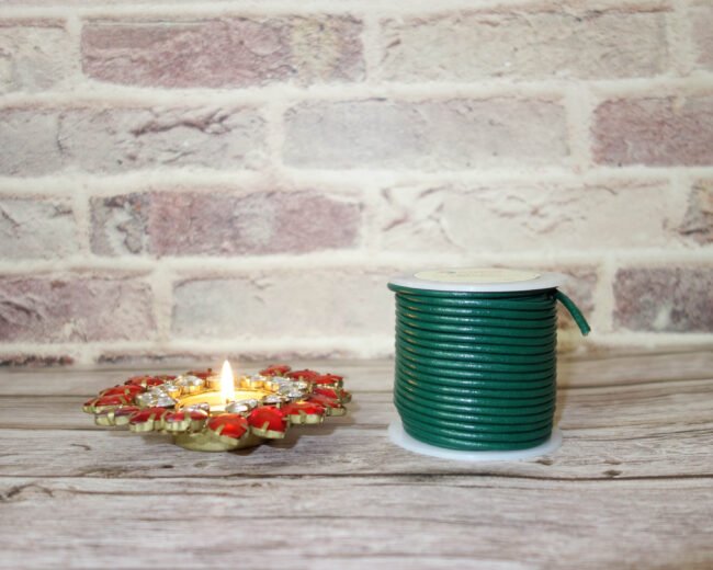 Round Leather Cords, Emerald