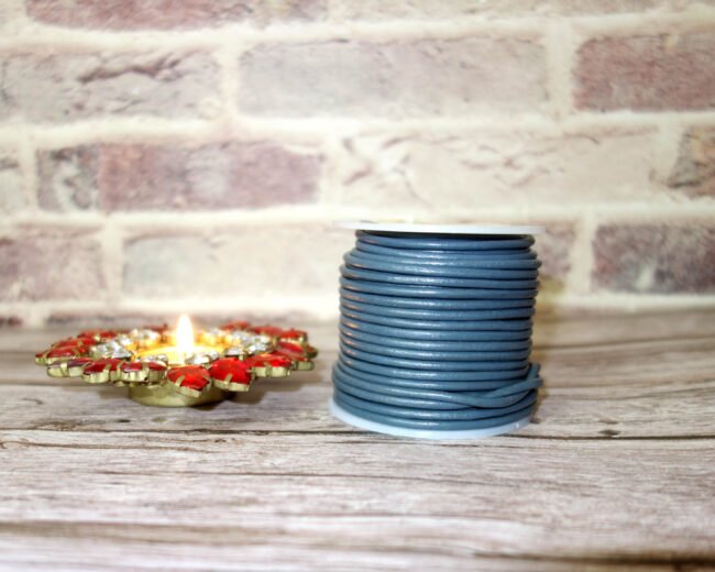Round Leather Cords, Smoke - 2mm