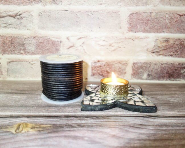 Round Leather Cords, Vintage Black