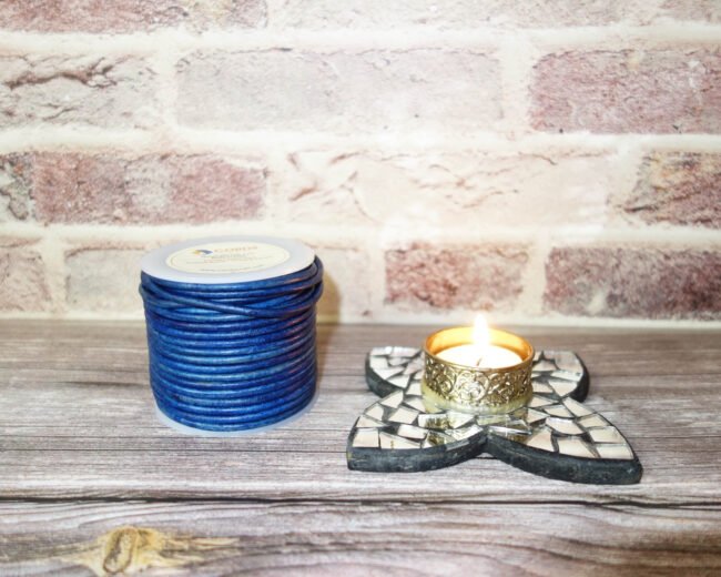 Round Leather Cords, Vintage Ink Blue