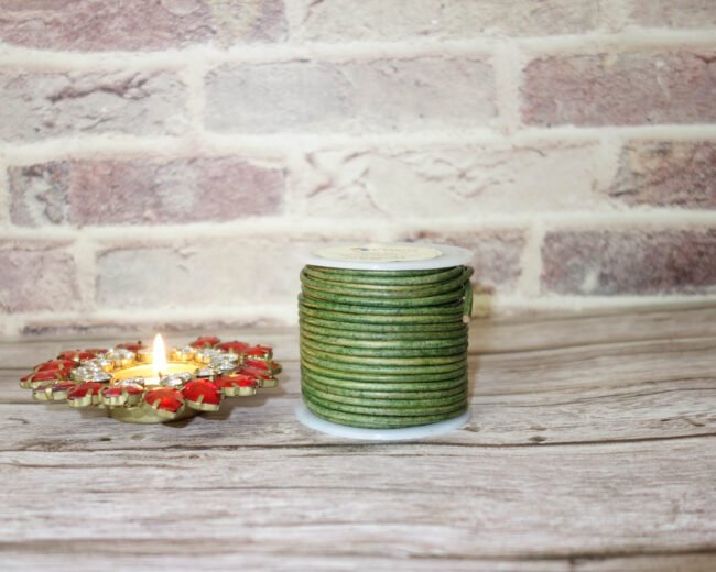 Round Leather Cords, Vintage Emerald