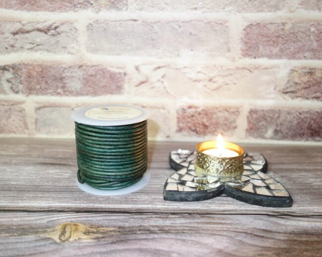 Round Leather Cords, Vintage Green