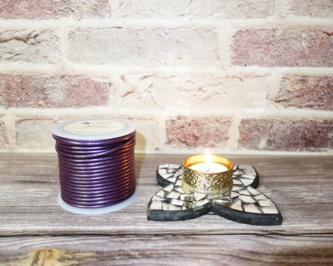 Round Leather Cords, Metallic Berry