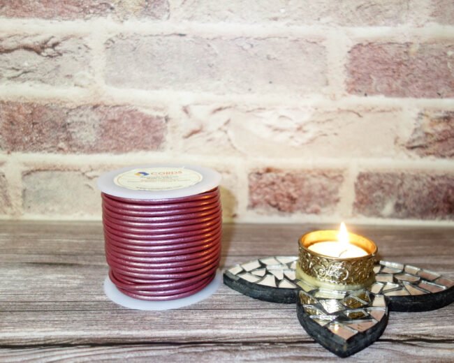 Round Leather Cords, Metallic Mauve