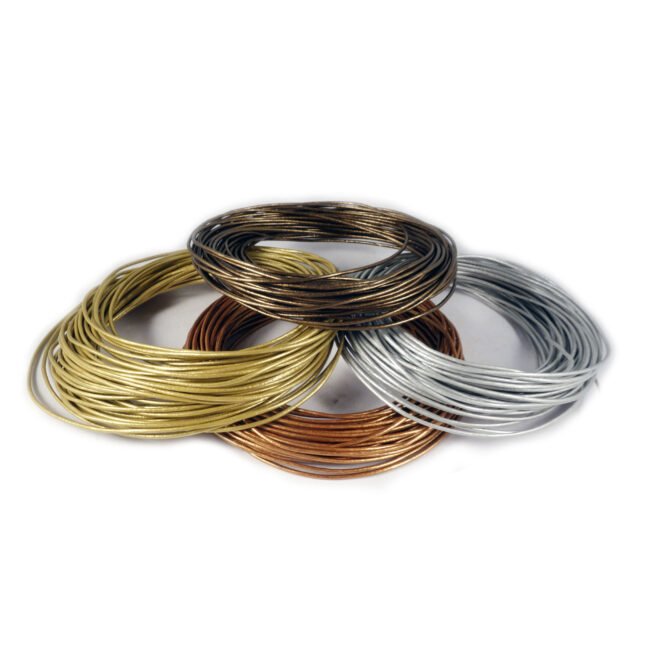 Round Leather Cords, Metallic, 1mm, 1.5mm, 2mm, 3mm in 10 Meters