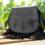 Black Tassels Crossbody Bag, Medium Size
